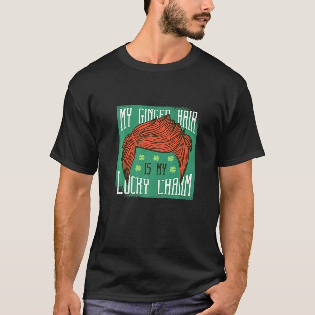 Funny Red Hair Hairstyle Hair Färg Lucky Shamrock T Shirt (Framsida)