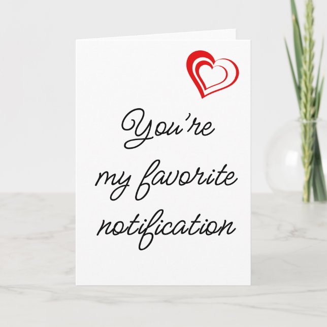 Funny Red Heart Notification Valentines Day Helgkort (Framsida)