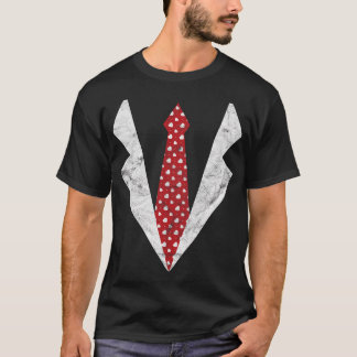 Funny Red Heart Tie with Blazer Costume Gift Valen T Shirt