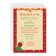 Funny Red Hett 70:e födelsedagsinbjudan