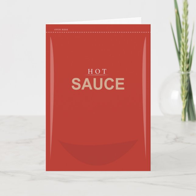 Funny Red Hett Sauce Packet Valentine Day Card Kort (Framsida)