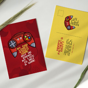 Funny Red Joystick Fars dag Vykort