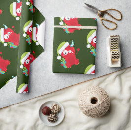 Funny Red jul Monster Kids Helgdag Presentpapper