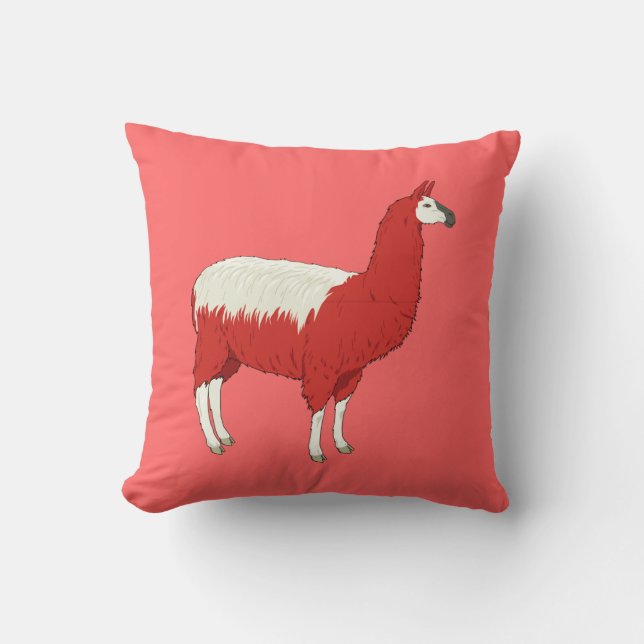 Funny Red Llama Kudde (Framsida)