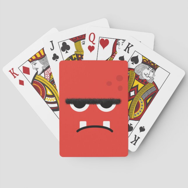 Funny Red Monster Ansikte Casinokort (Baksidan)