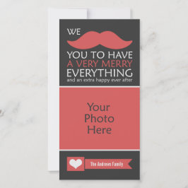 Funny Red Mustache-julfoto Julkort