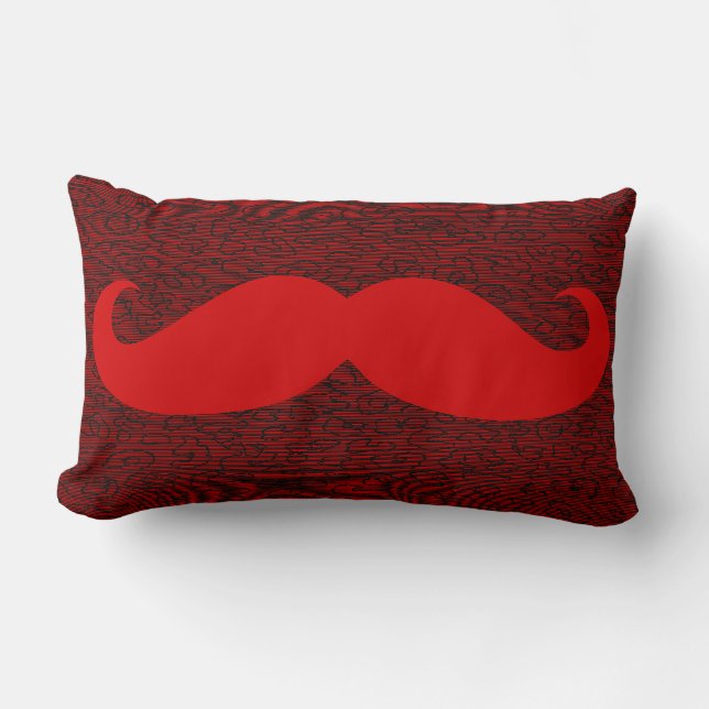 Funny Red Mustache på Leopard Skin Lumbarkudde (Framsida)