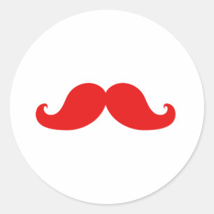 FUNNY RED MUSTACHE RUNT KLISTERMÄRKE