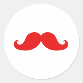 FUNNY RED MUSTACHE RUNT KLISTERMÄRKE