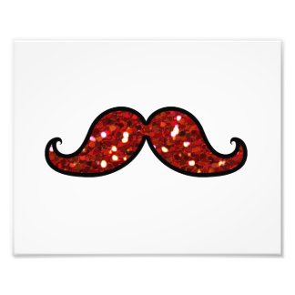 FUNNY RED MUSTACHE TRINTED GLITTER FOTOTRYCK