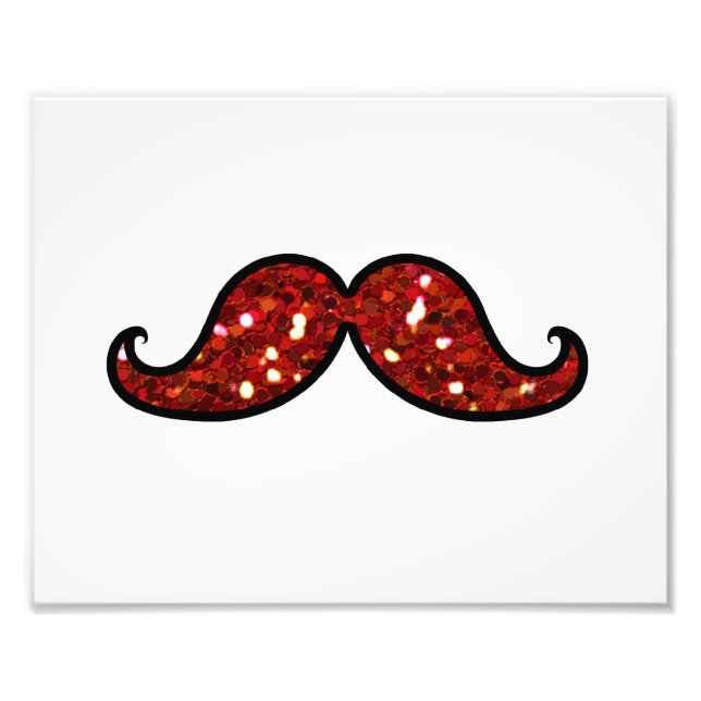FUNNY RED MUSTACHE TRINTED GLITTER FOTOTRYCK (Framsidan)