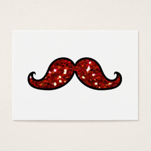 FUNNY RED MUSTACHE TRINTED GLITTER VISITKORT