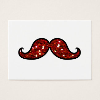 FUNNY RED MUSTACHE TRINTED GLITTER VISITKORT