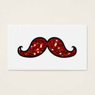 FUNNY RED MUSTACHE TRINTED GLITTER VISITKORT