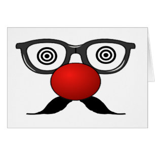 Funny Red Nose konstig öga glasmustache Hälsningskort