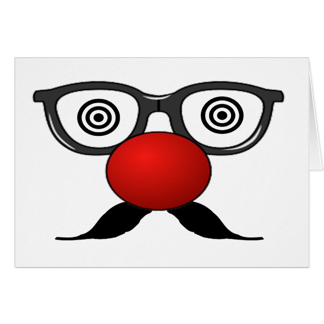 Funny Red Nose konstig öga glasmustache Hälsningskort (Framsidan Horizontal)