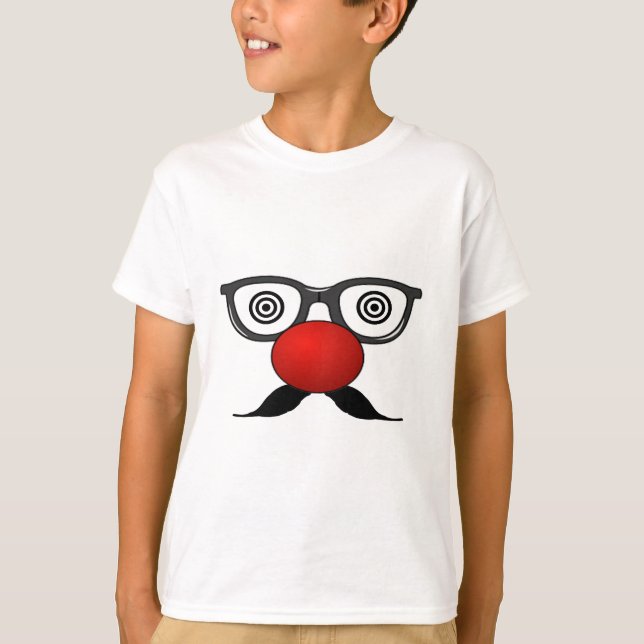Funny Red Nose konstig öga glasmustache T Shirt (Framsida)