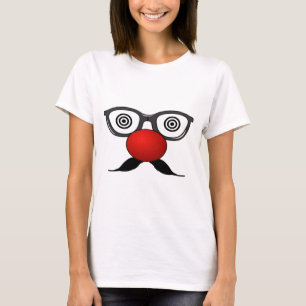 Funny Red Nose konstig öga glasmustache Tee Shirt
