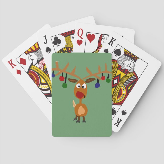 Funny Red Nposed renindeer jul Art Casinokort (Baksidan)