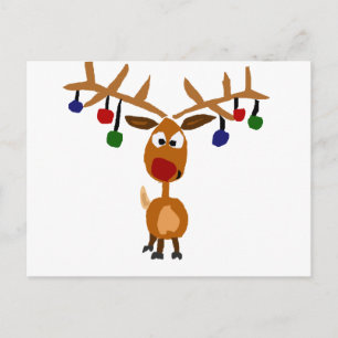 Funny Red Nposed renindeer jul Art Helg Vykort