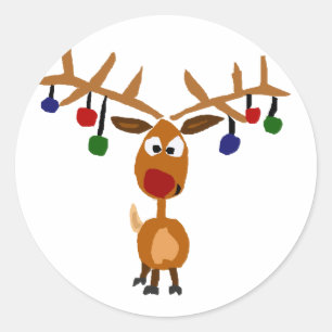 Funny Red Nposed renindeer jul Art Runt Klistermärke