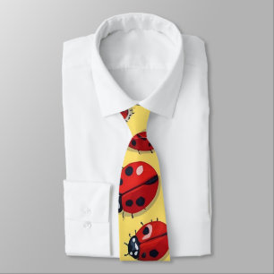 Funny Red och Gult Ladybug Mönster Slips