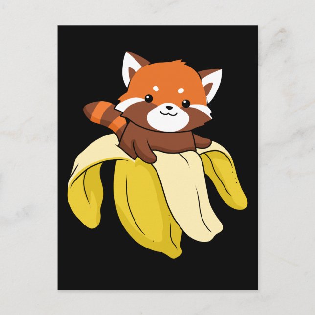 Funny Red Panda Gift Kids Banana Red Panda Vykort (Framsida)