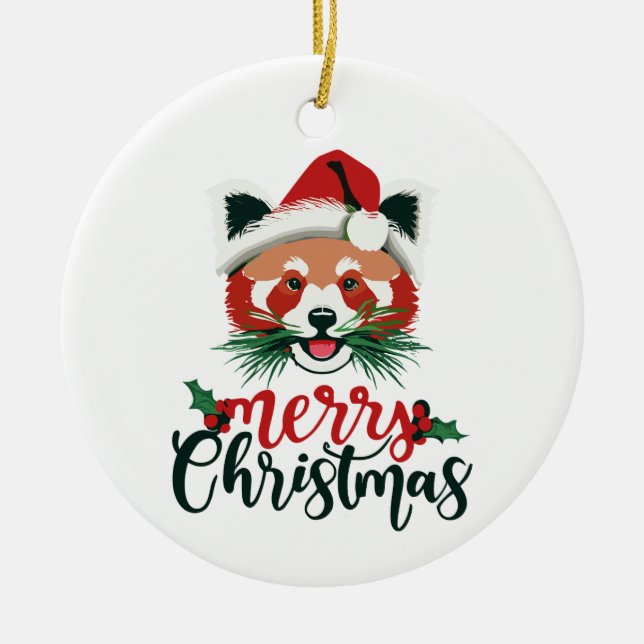 Funny Red Panda God jul Julgransprydnad Keramik (Framsidan)