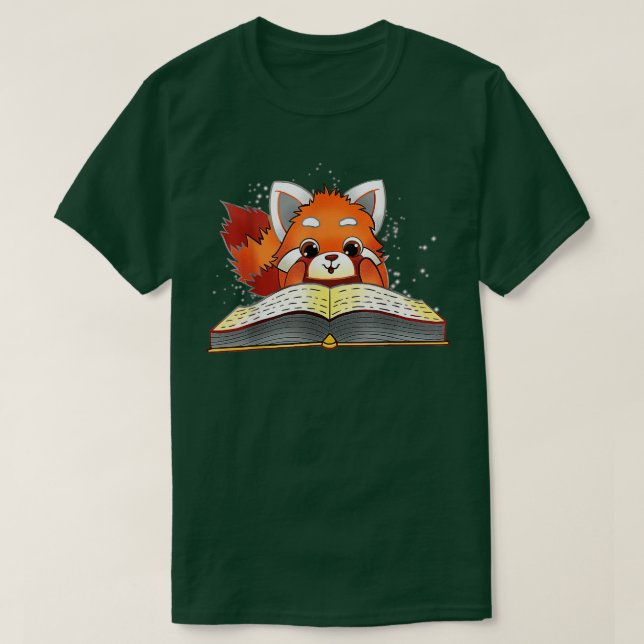Funny Red Panda Reading T Shirt (Design framsida)