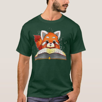 Funny Red Panda Reading T Shirt