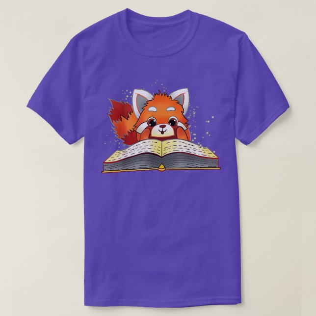 Funny Red Panda Reading T Shirt (Design framsida)