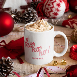 Funny Red Pink Hohoho Joyeux Noel Typography Mugg