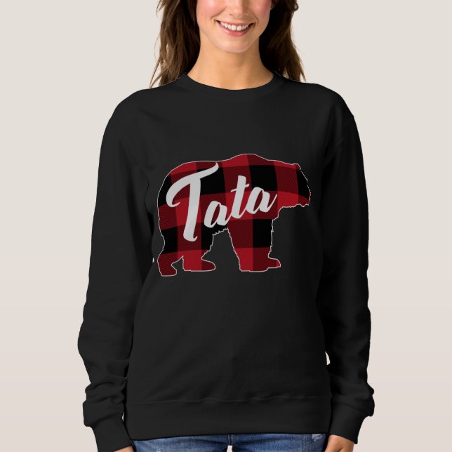 Funny Red Plaid Buffalo Bear Apparel, Fun Tata Paj T Shirt (Framsida)