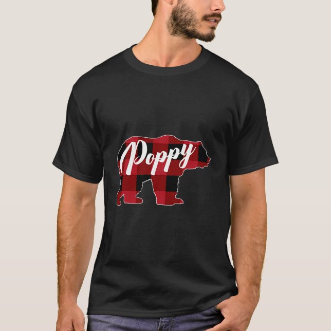 Funny Red Play Buffalo Bear Apparel Poppy Pajama T Shirt (Framsida)