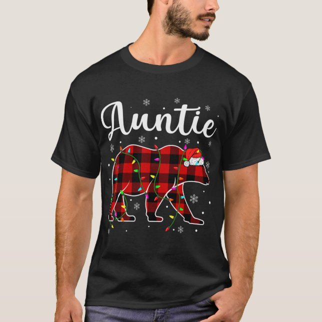 Funny Red Play jul Ljus Auntie Bear Julafton T Shirt (Framsida)