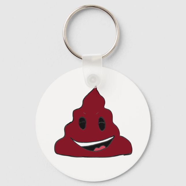 Funny Red Poop Emoji Keychain Nyckelring (Framsida)
