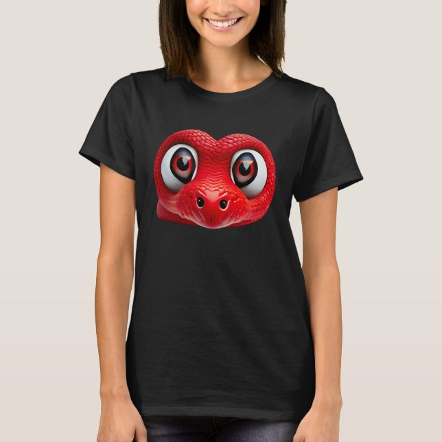 Funny Red Snake. Cute Snake T Shirt (Framsida)