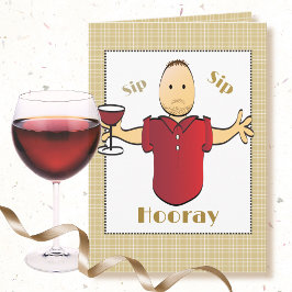 Funny Red Vin Toast Male Tecknad Grattis på födels Kort