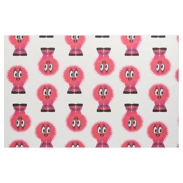 Funny Red Warm Fuzzy Critter Tyg (Fat Quarter)