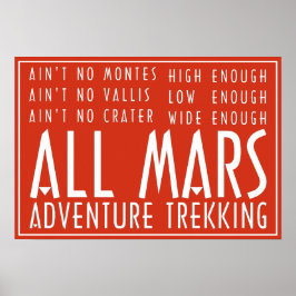 Funny Red White All Mars Trekking Äventyr Poster