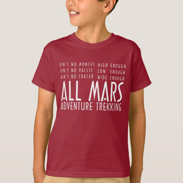Funny Red White All Mars Trekking Äventyr T Shirt (Framsida)