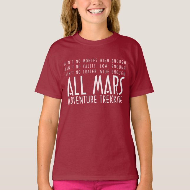Funny Red White All Mars Trekking Äventyr T Shirt (Framsida)