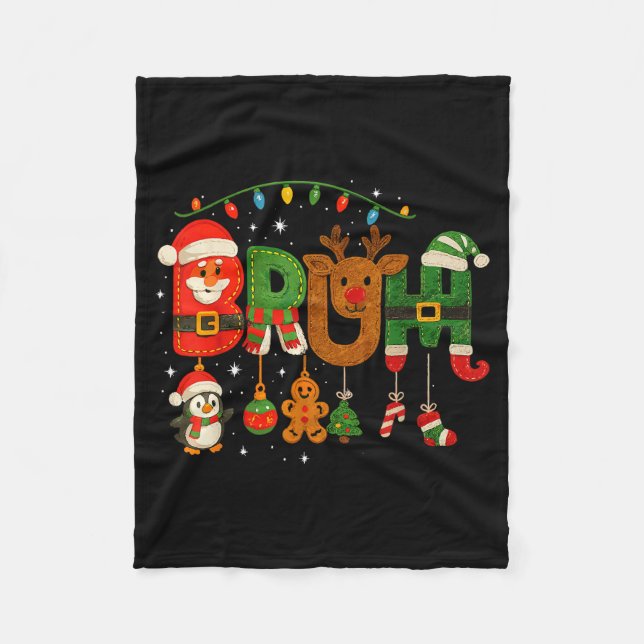 Funny Red White And Bruh Boys Xmas Christmas Pajam Fleecefilt (Framsidan)