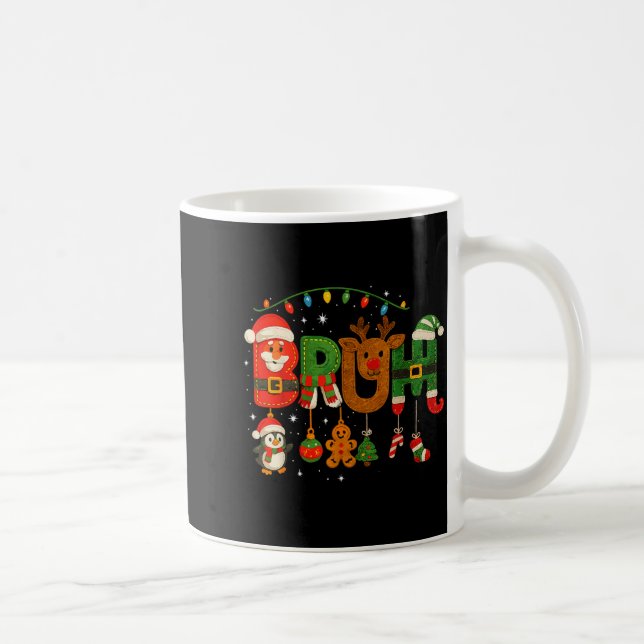Funny Red White And Bruh Boys Xmas Christmas Pajam Kaffemugg (Höger)
