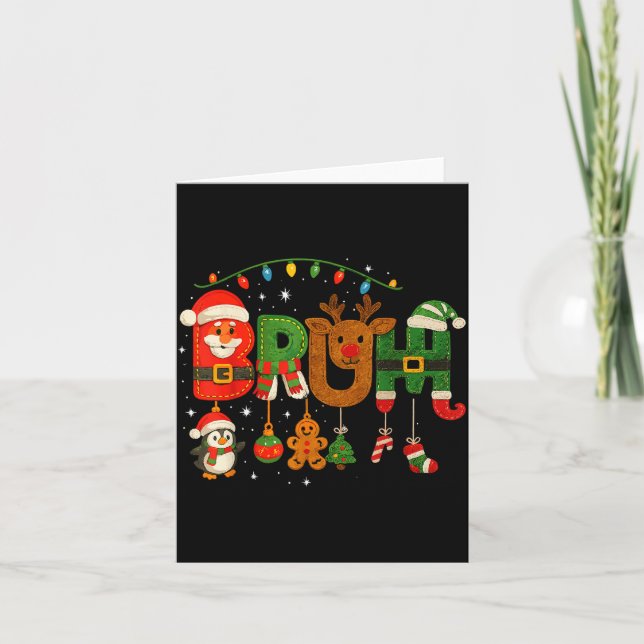 Funny Red White And Bruh Boys Xmas Christmas Pajam Kort (Framsida)