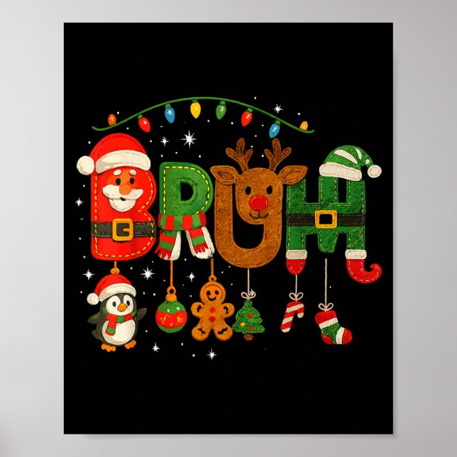 Funny Red White And Bruh Boys Xmas Christmas Pajam Poster (Framsidan)