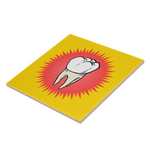 Funny Red White Beige Extract Molar Starburst Kakelplatta