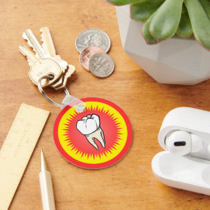Funny Red White Gult Extraherad Molar Starburst Nyckelring