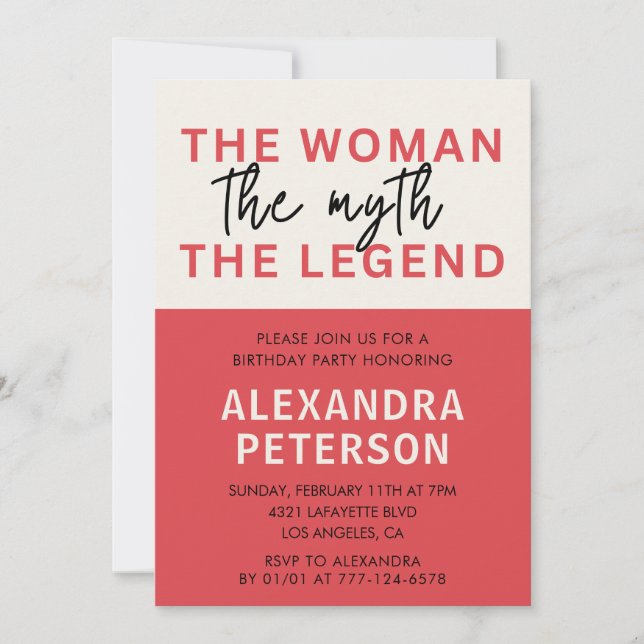 Funny Red Woman Myth Legend 92:a födelsedag Inbjudningar (Framsida)