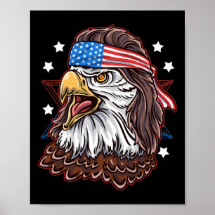 Funny Rednacks 80-tal Patriotic Proud Mullet Ameri Poster